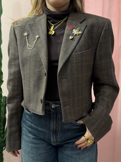 Blazer principe di Galles marrone