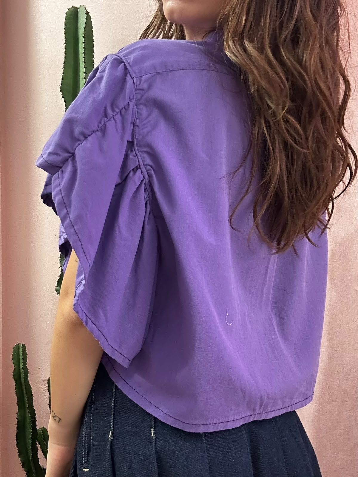 Camicia Ralph Lauren upcycling manica volant viola