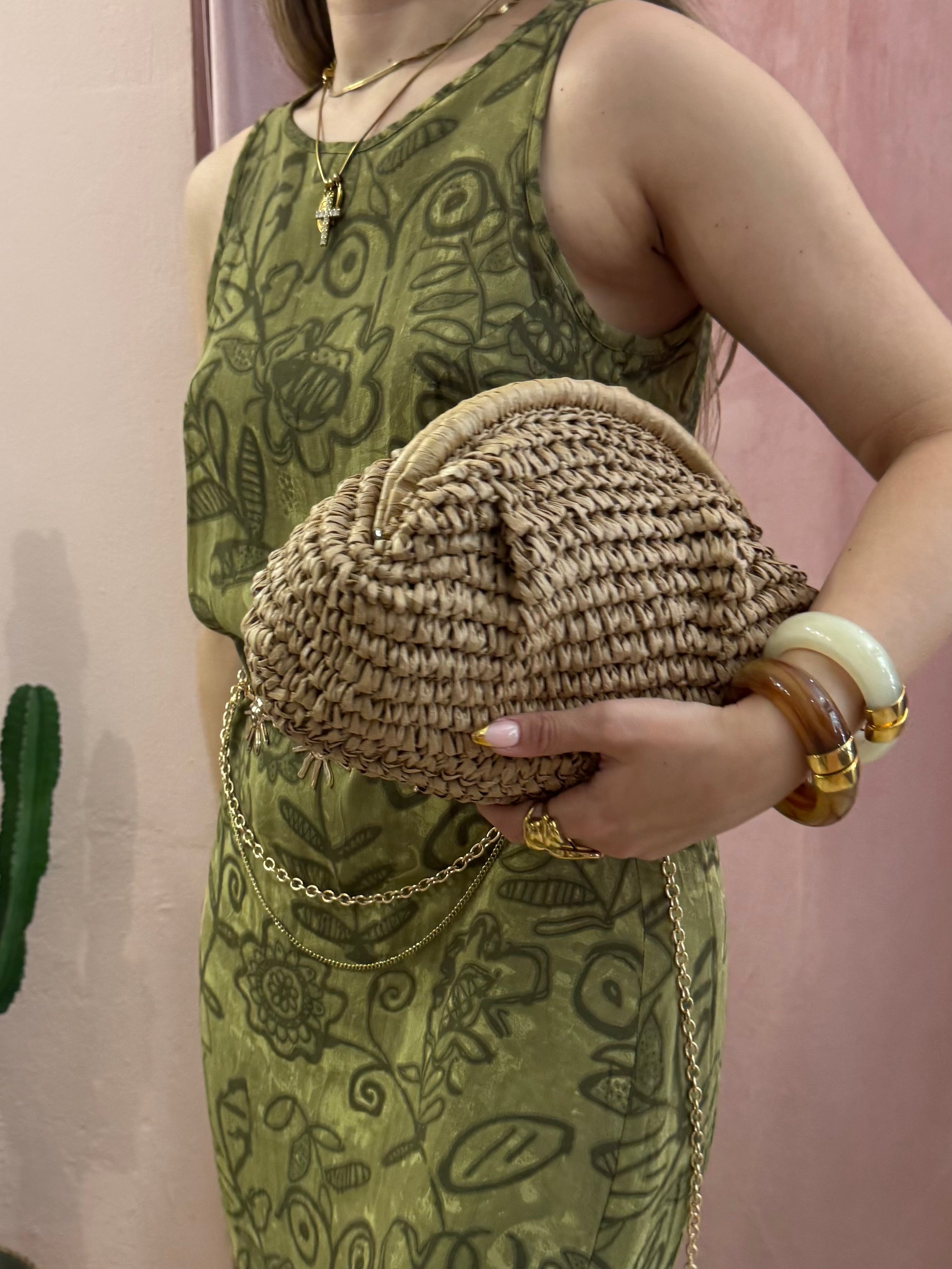 Pochette in paglia brown