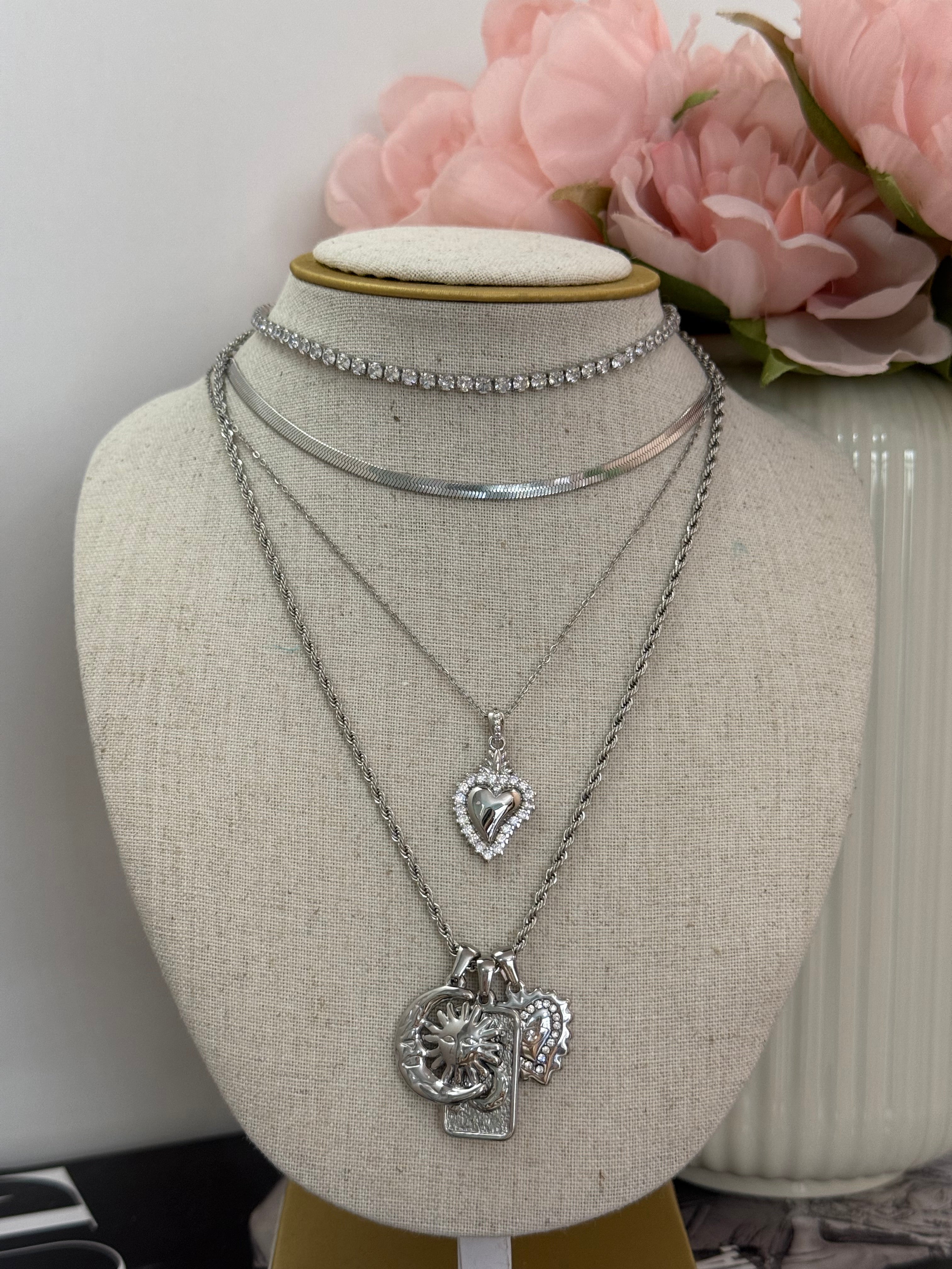 Collana multi charm Sole e Luna