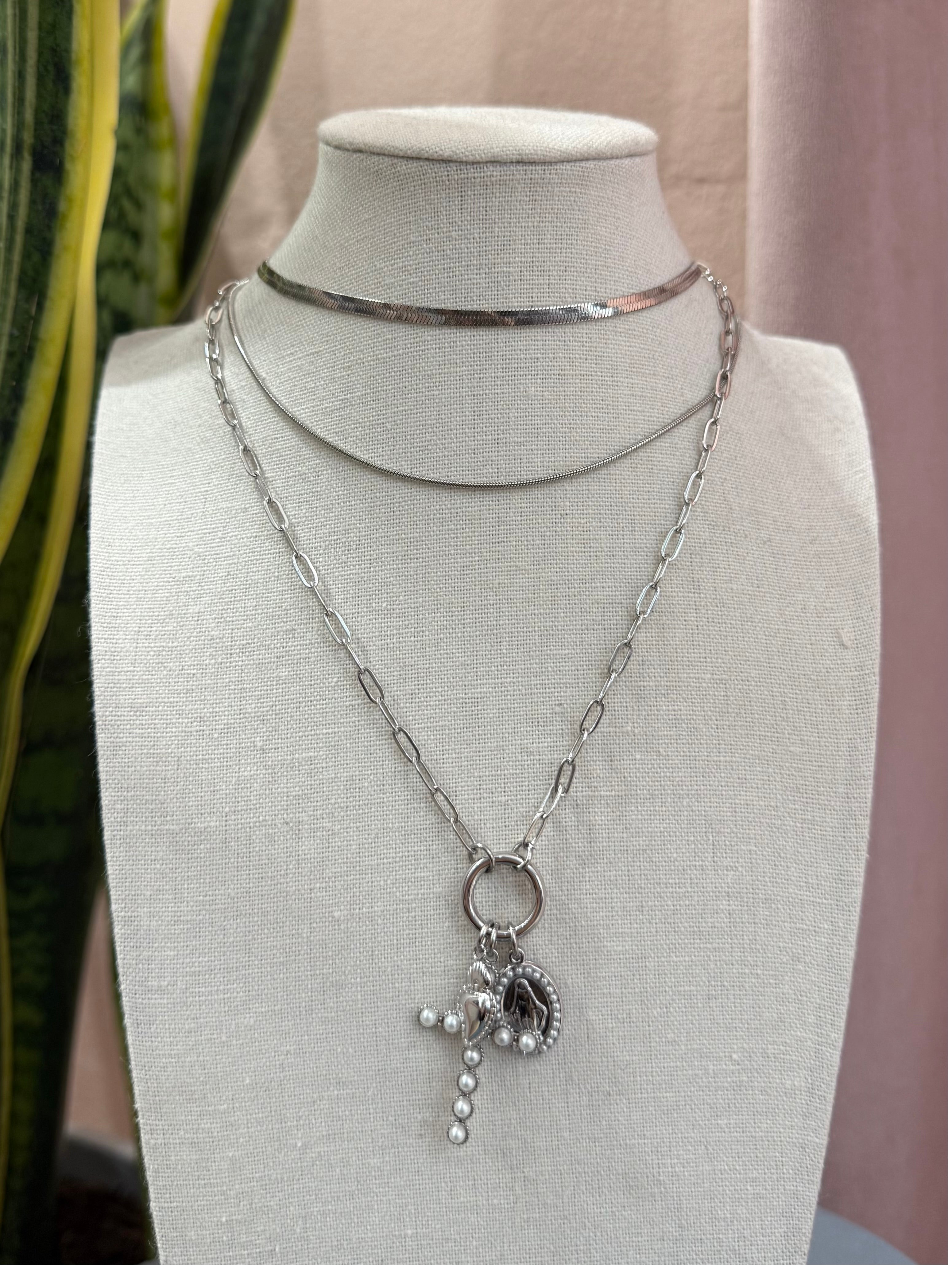 Collana ciondoli Cuore Sacro silver