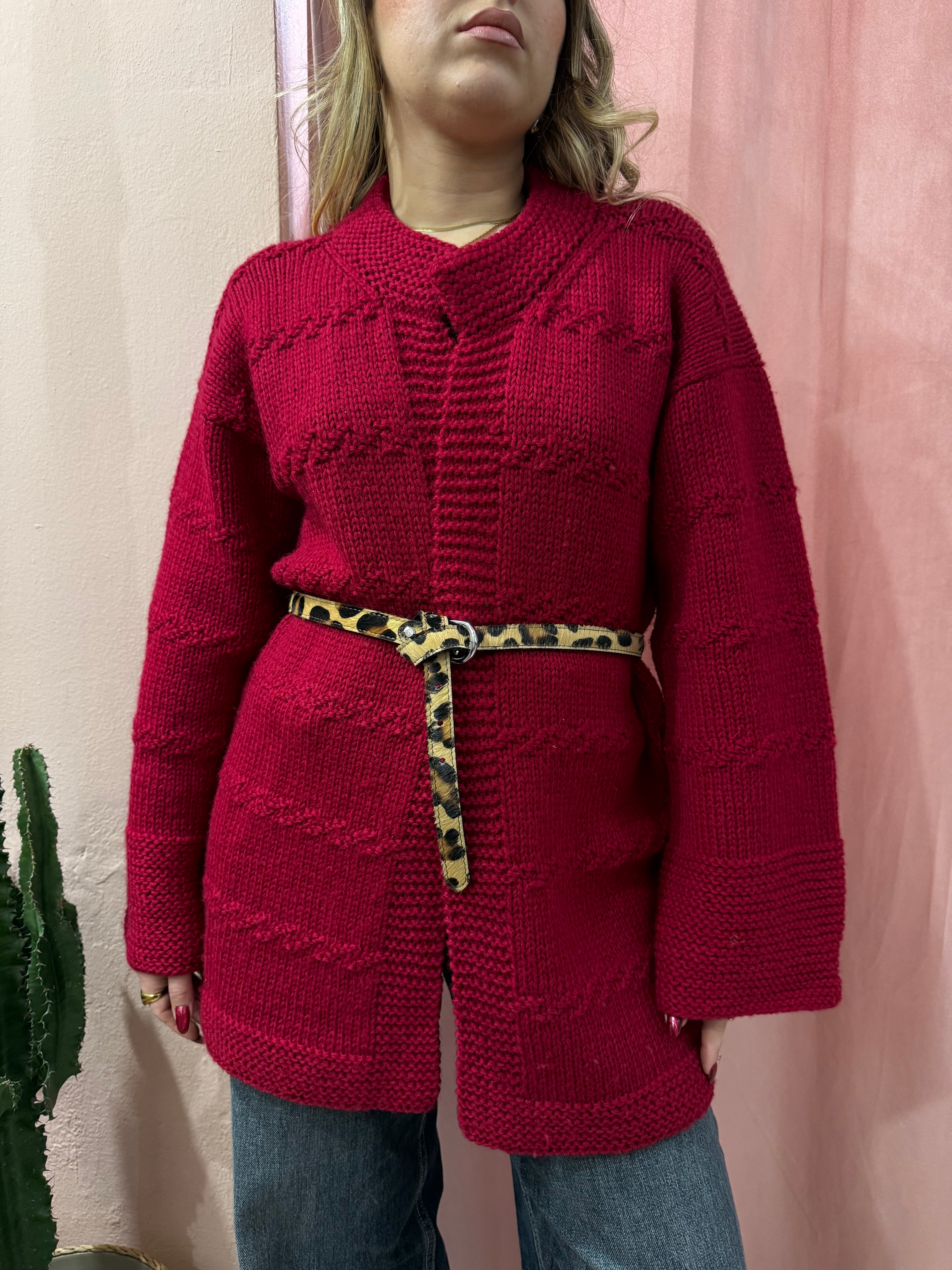 Cardigan vintage modello kimono ciliegia