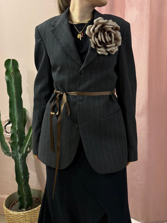 Blazer upcycling fiocco laterale e rosa