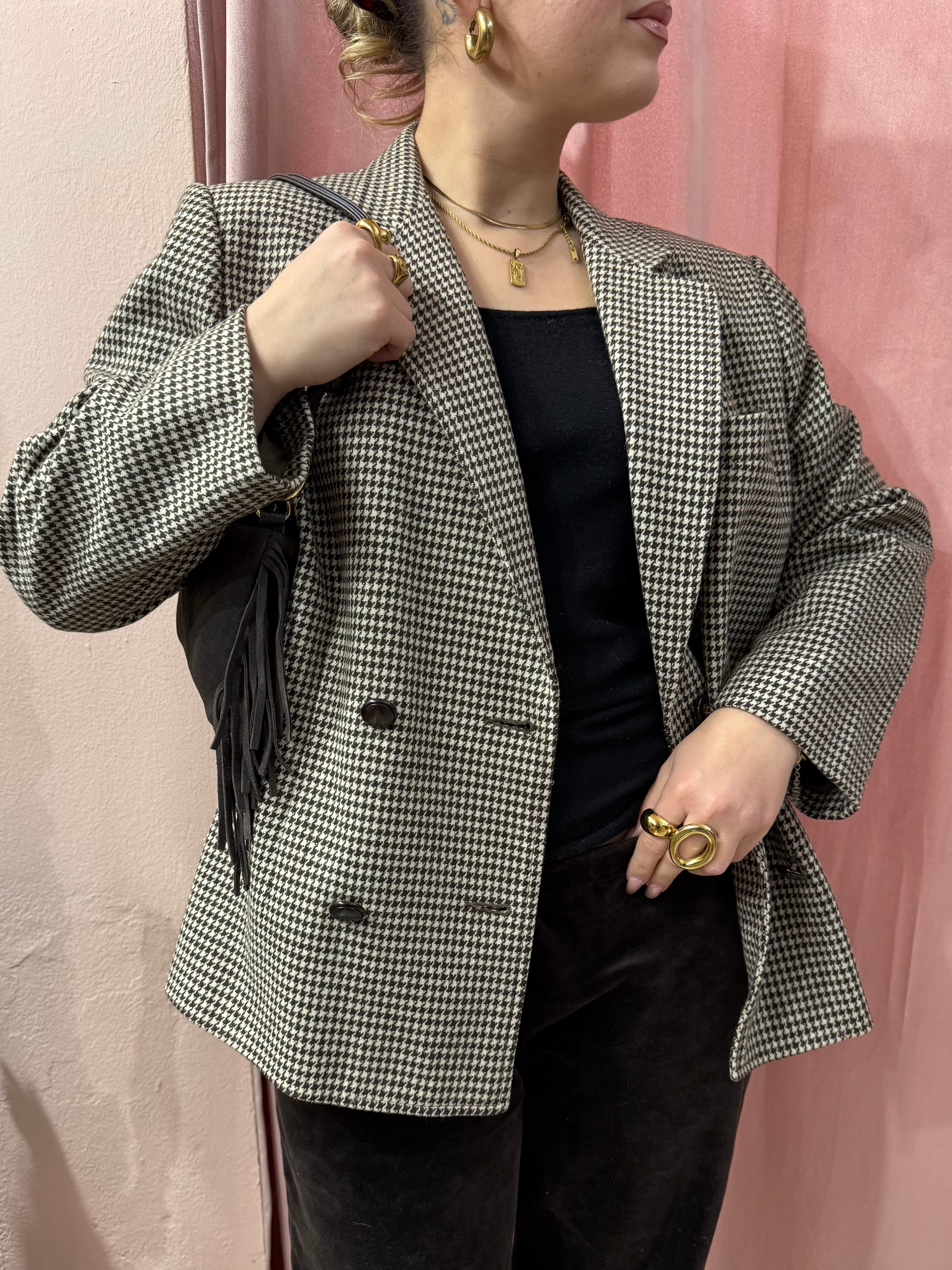Blazer vintage doppiopetto pied de poule