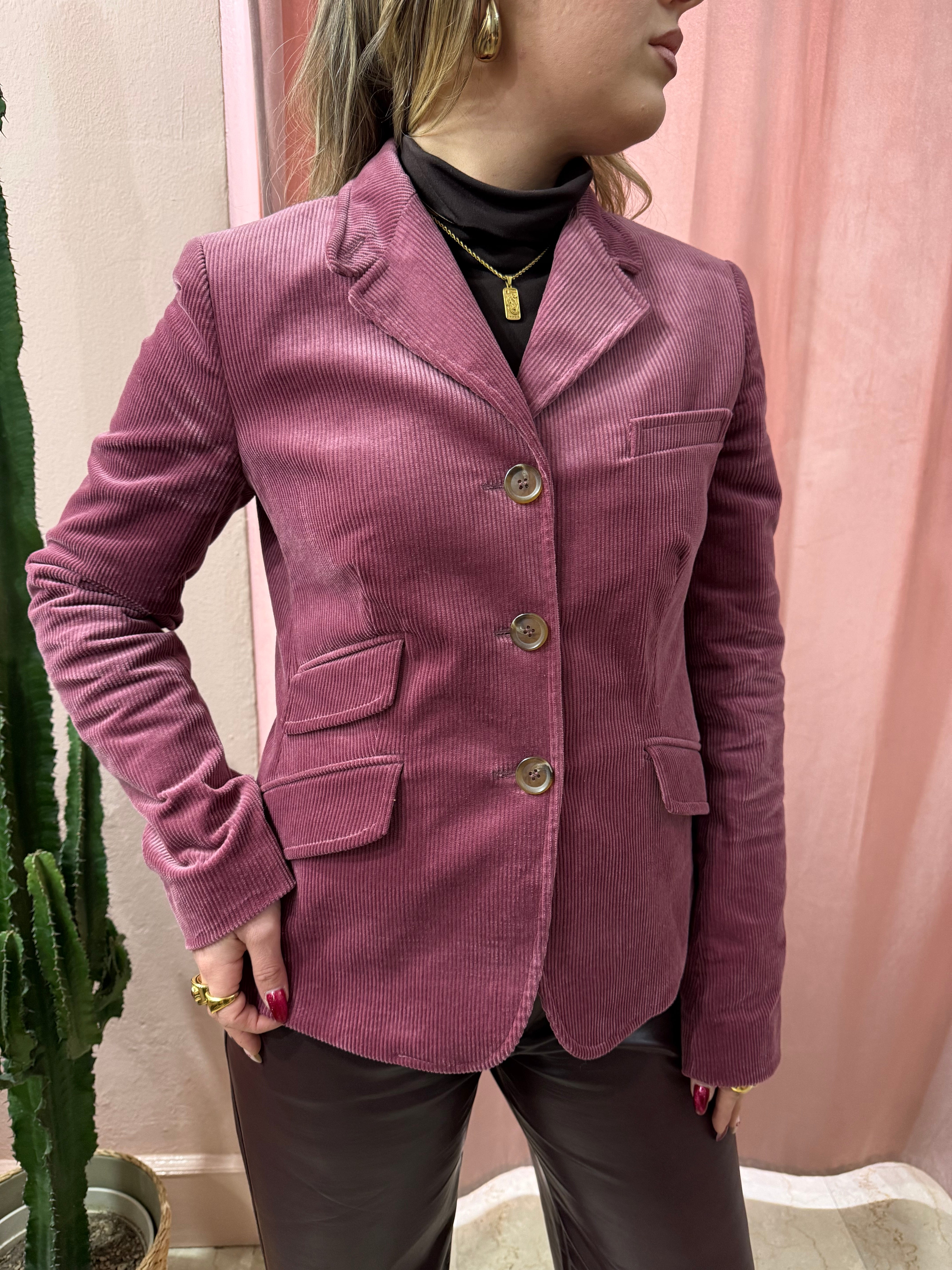 Blazer 00s a costine rosa antico