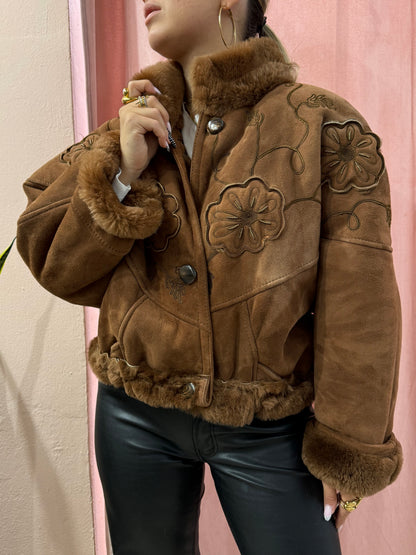 Montone vintage Shearling con ricami