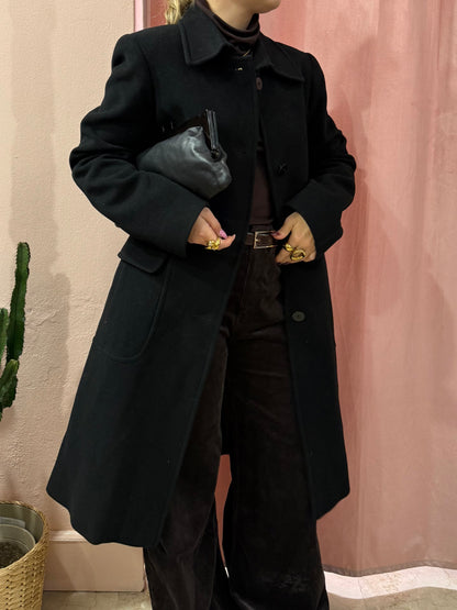 Cappotto DKNY nero in lana e cashmere