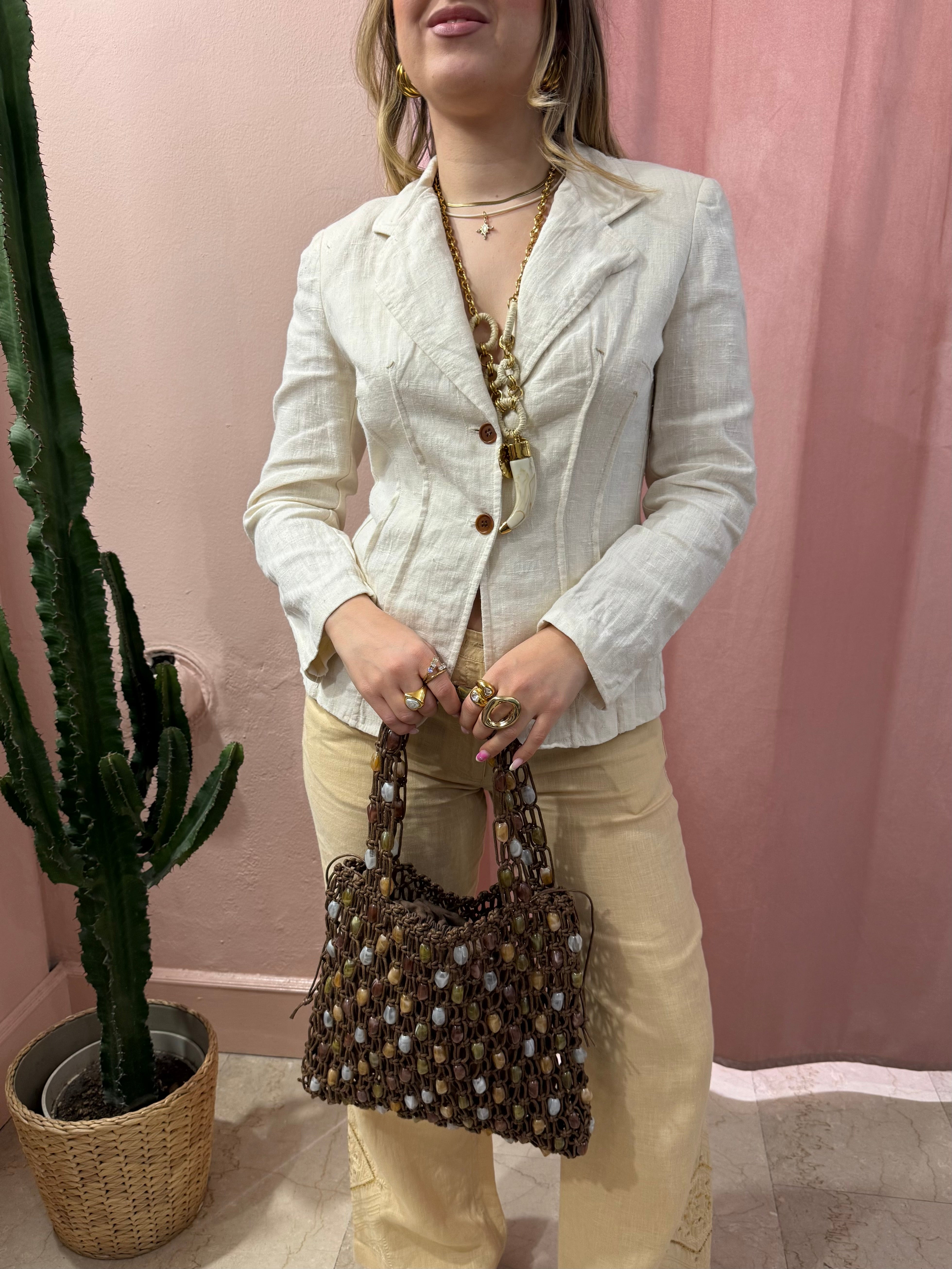 Blazer List in lino con pinces