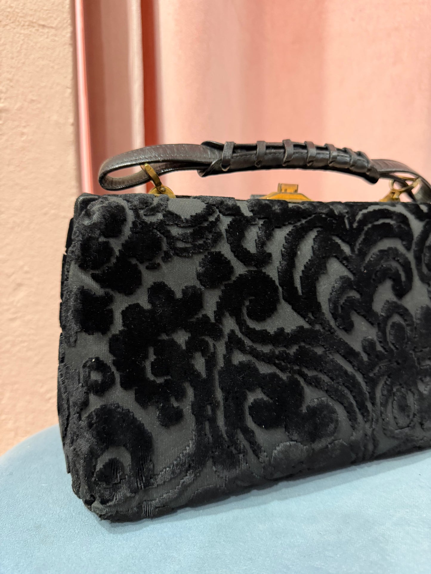 Borsa bauletto vintage in velluto