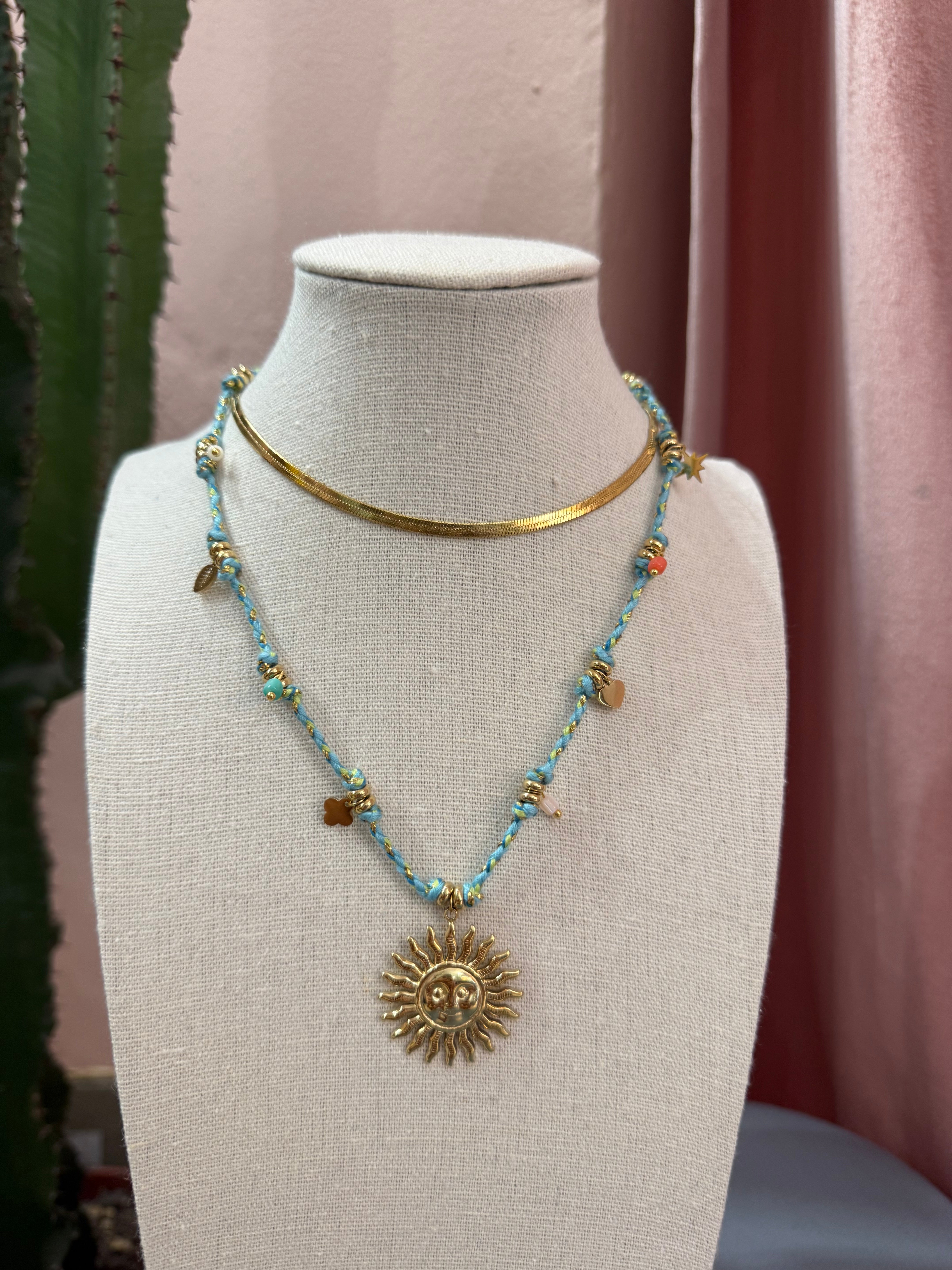 Collana con Sole in corda più colori