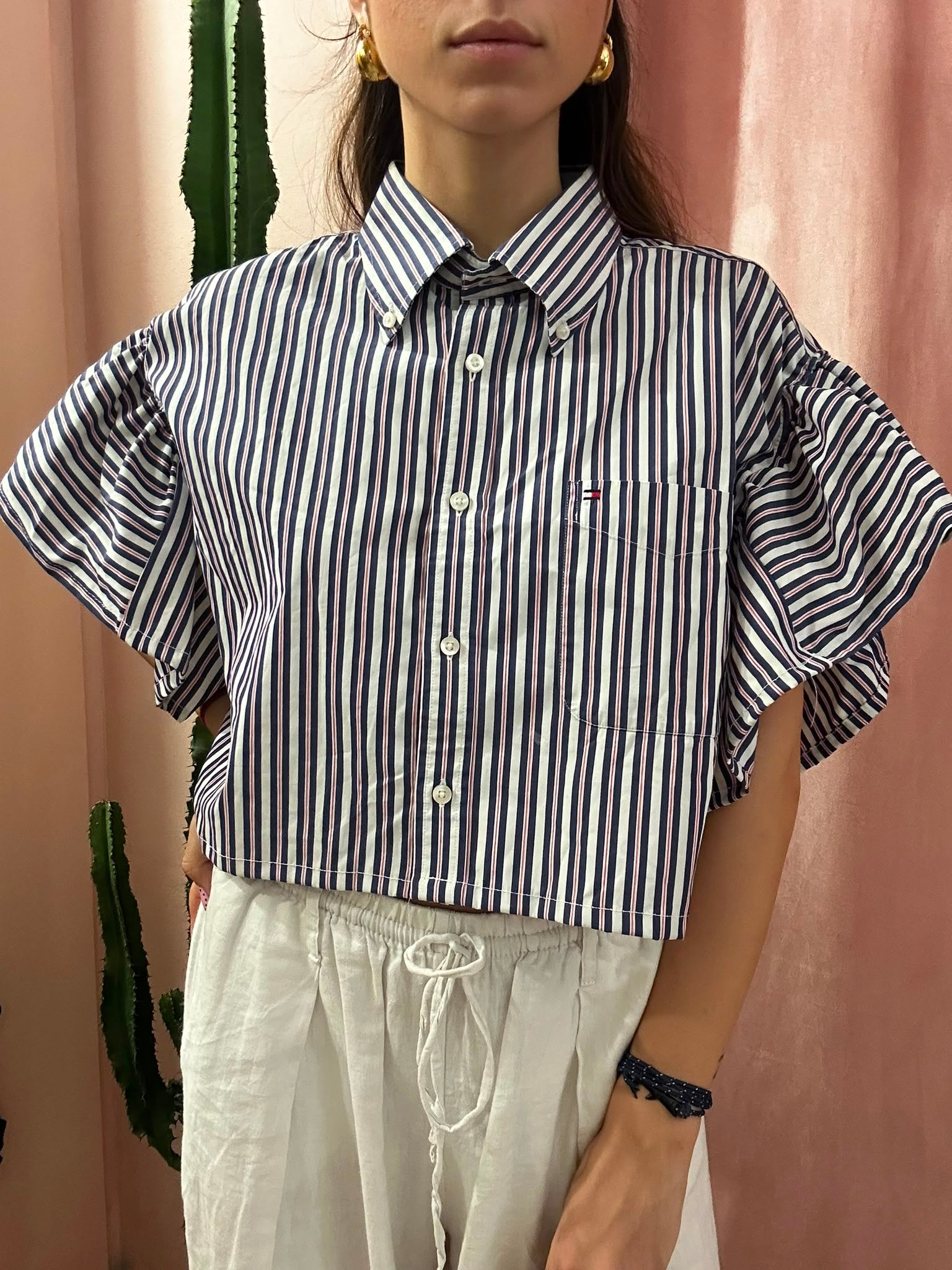 Camicia Tommy Hilfiger upcycling volant a righe