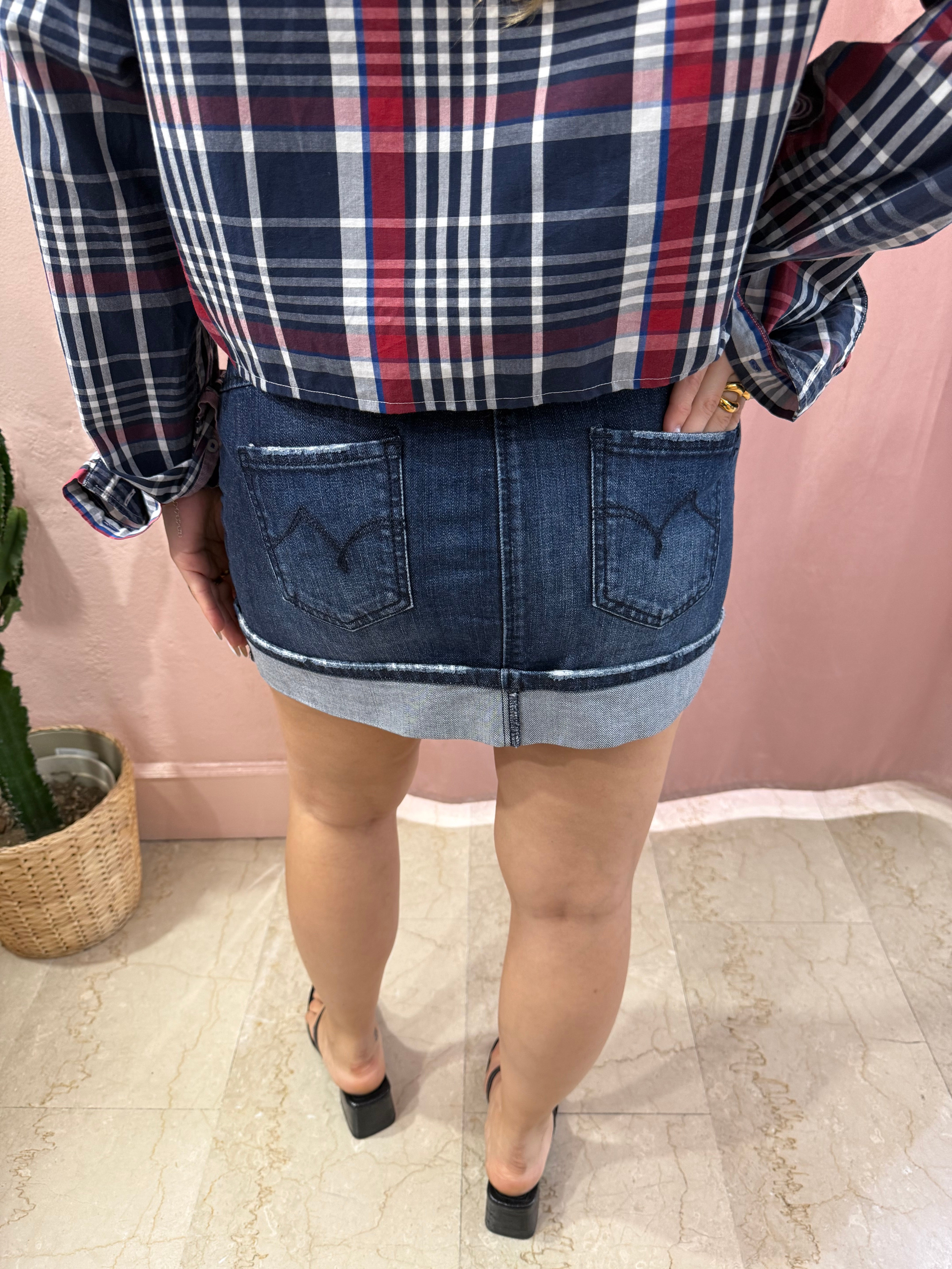 Minigonna 00s in denim con strass