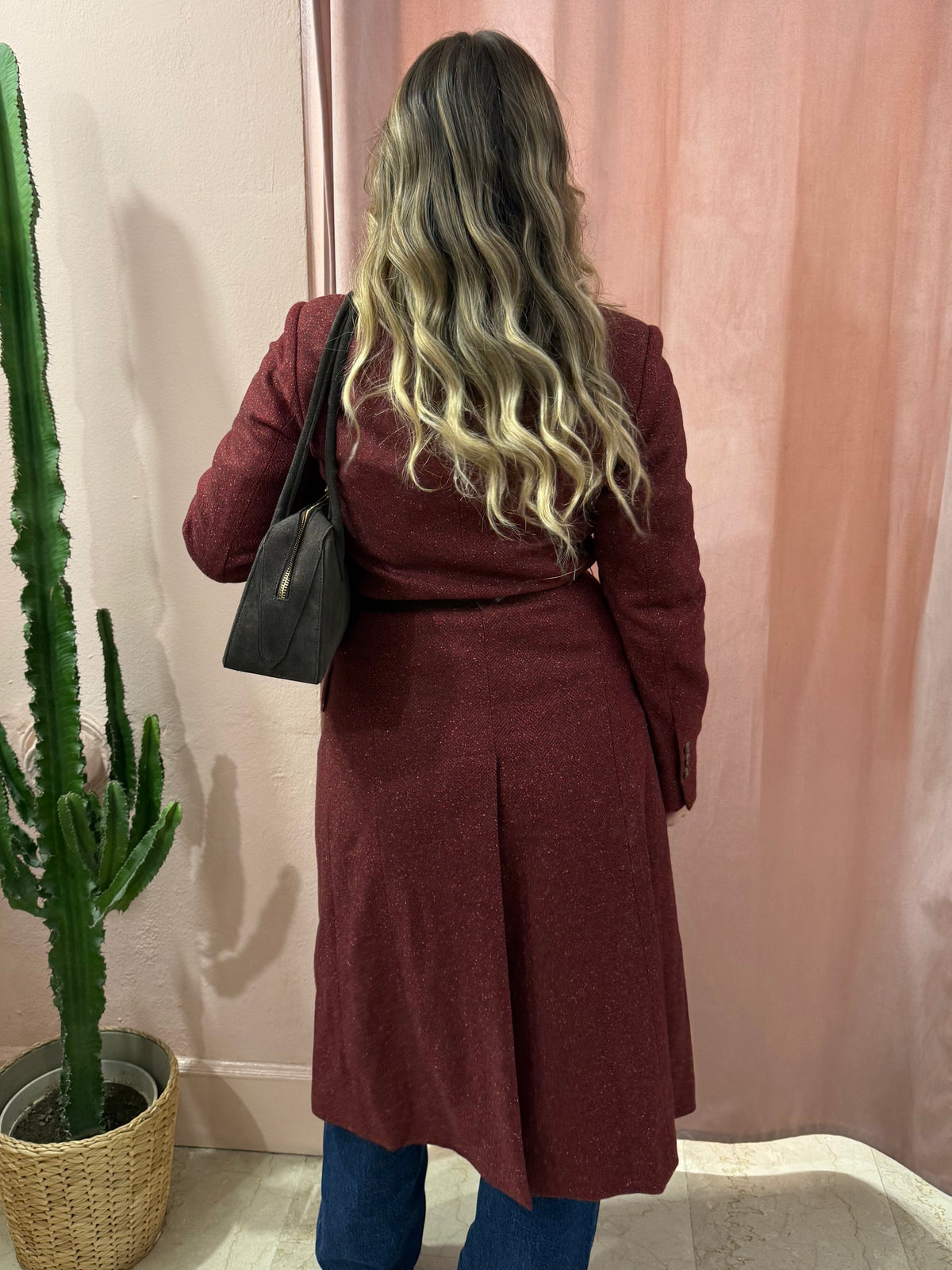 Cappotto bordeaux lana e seta