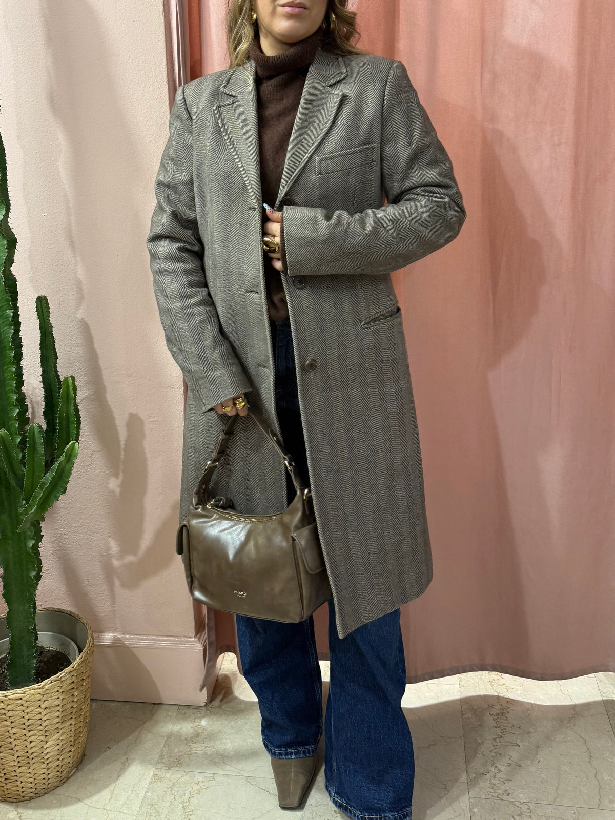 Cappotto Fay spigato lana e cotone