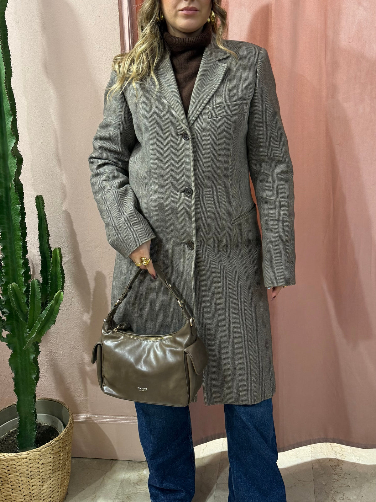 Cappotto Fay spigato lana e cotone
