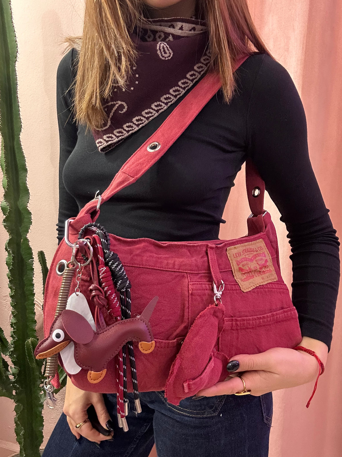 Borsa levis baguette upcycling bordeaux