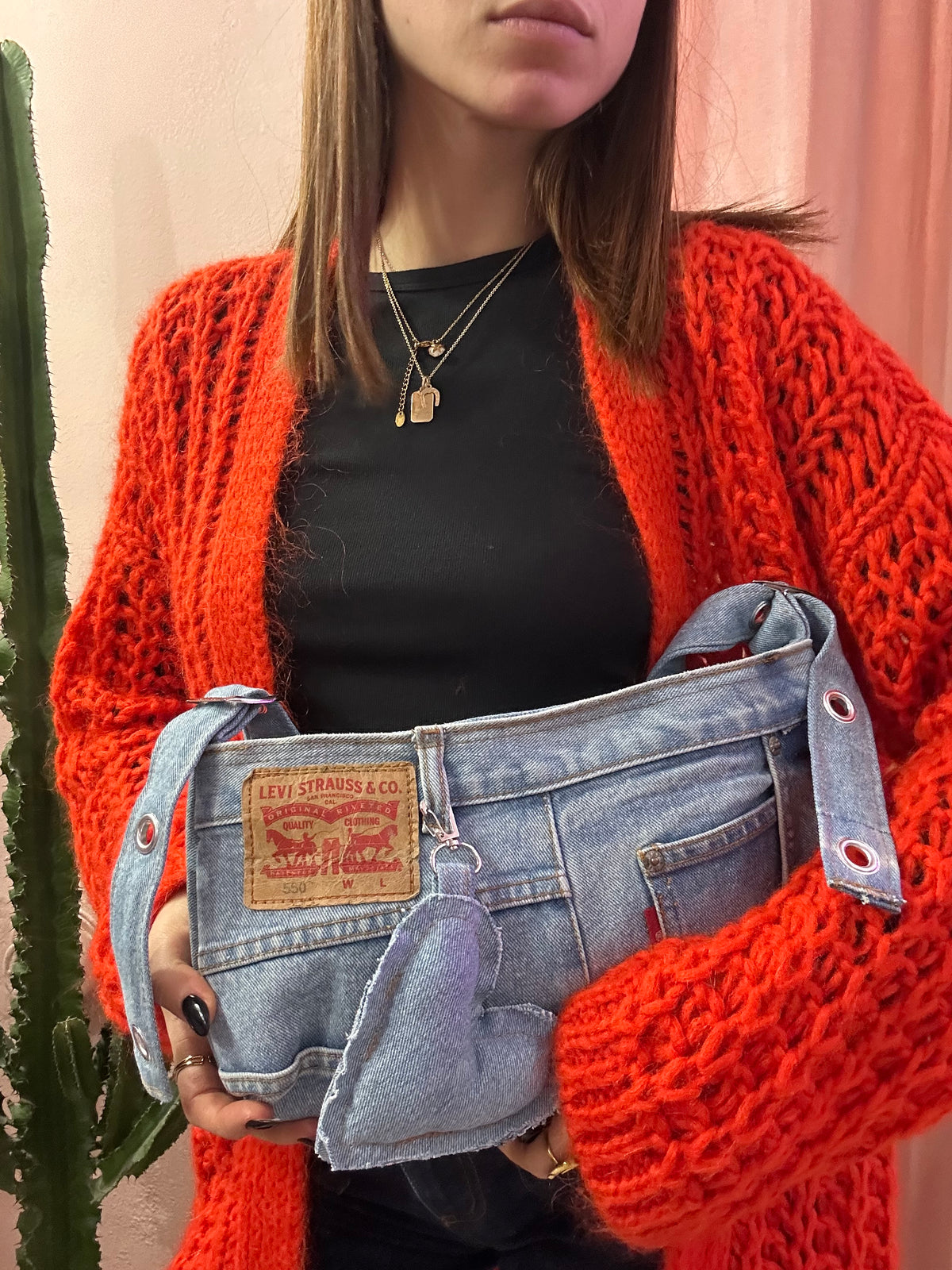 borsa levis baguette upcycling denim chiaro