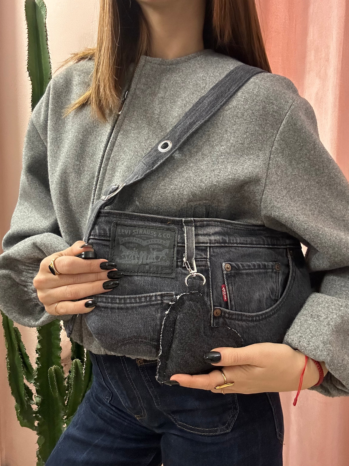 Borse levis baguette upcycling grigio scuro